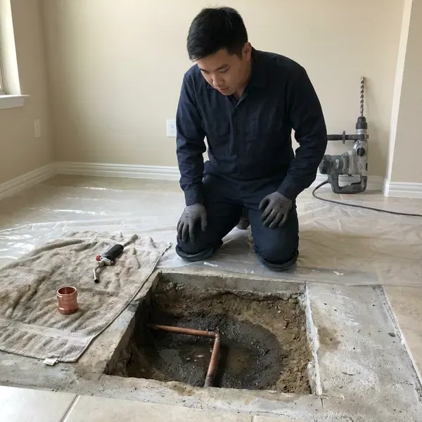 GNV Plumbing technician providing foundation leak repair in Wilmington, DE
