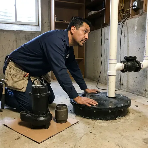 GNV Plumbing technician providing sewage ejector pump installation in Wilmington, DE